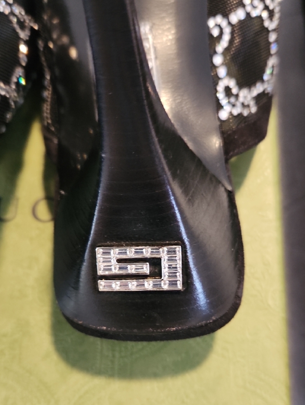 Gucci Black Crystal-Patterned Open-Toe Heels - Picture 6 of 13